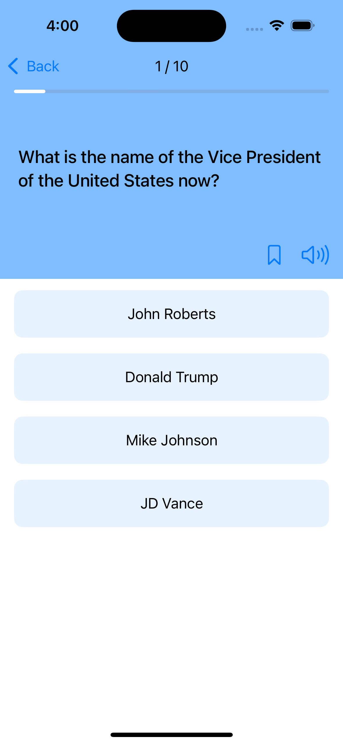 Question Screen